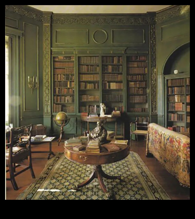 Viktorijas laikmeta biroja dekors ar antīku eleganci