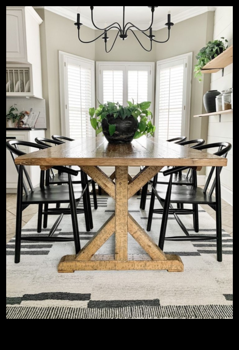 Pilsētas lauku mājas ēdamistabas dekors ģimenes sapulcēm