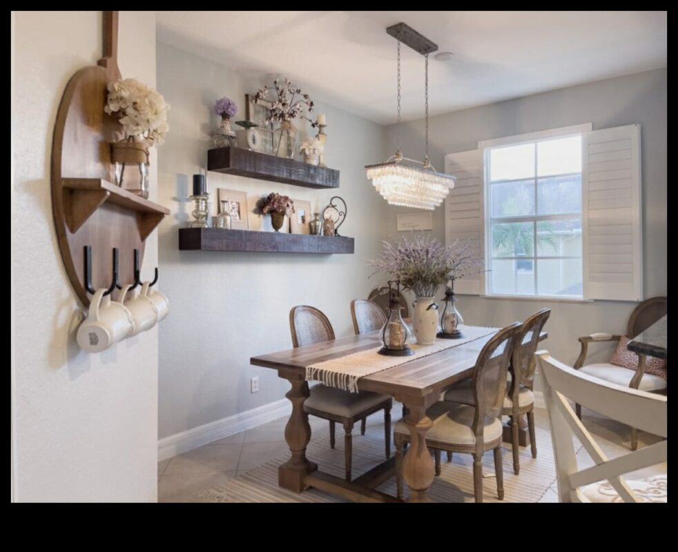 Pilsētas lauku mājas ēdamistabas dekors ģimenes sapulcēm